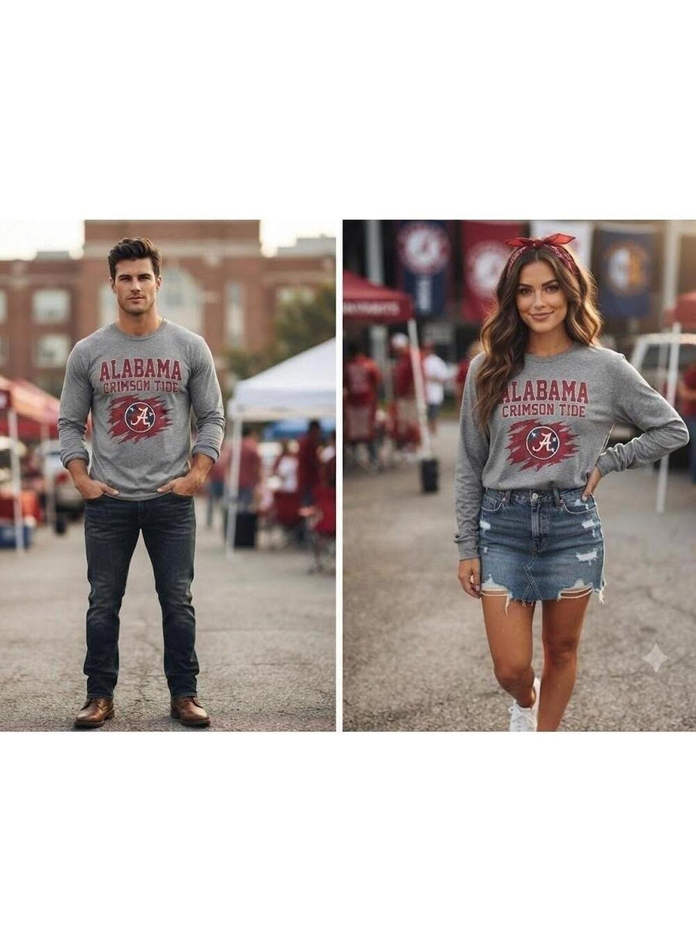 Alabama Crimson Tide Long Sleeve T-Shirt Men's Large Gray